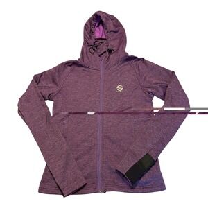 Loki All In One Tech Jacket Womens Medium Purple Full Zip Fleece Jacket Mittens